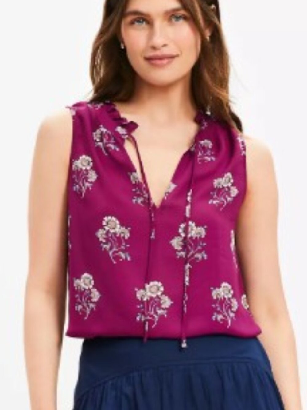 LOFT Tie Neck Top, Size XS, NWT